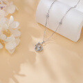 wholesale 925 Sterling Silver Eternal Love Heart Moissanite Necklace With Delicate Bow Accent-0-3