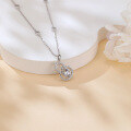 wholesale 925 Sterling Silver Eternal Love Heart Moissanite Necklace With Delicate Bow Accent-0-4