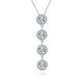 wholesale 925 Sterling Silver Elegant Moissanite Cascade Necklace With Four Round Brilliant Cut Stones-0-0