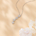 wholesale 925 Sterling Silver Elegant Moissanite Cascade Necklace With Four Round Brilliant Cut Stones-0-4
