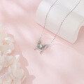 wholesale 925 Sterling Silver Sparkling Butterfly Moissanite Pendant Necklace-0-4