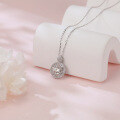 wholesale 925 Sterling Silver Elegant Moissanite Halo Pendant Necklace With Sparkling Accents-0-3