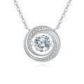 wholesale 925 Sterling Silver Elegant Moissanite Halo Pendant Necklace-0-0