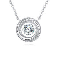 wholesale 925 Sterling Silver Elegant Moissanite Halo Pendant Necklace-