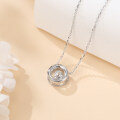 wholesale 925 Sterling Silver Elegant Moissanite Halo Pendant Necklace-0-4