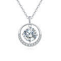 wholesale 925 Sterling Silver Elegant Moissanite Halo Pendant Necklace: Timeless Luxury In Sleek Design-0-0