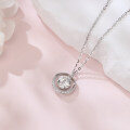 wholesale 925 Sterling Silver Elegant Moissanite Halo Pendant Necklace: Timeless Luxury In Sleek Design-0-4