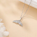 wholesale 925 Sterling Silver Elegant Whale Tail Moissanite Pendant Necklace: Delicate Maritime Charm-0-3
