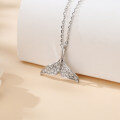 wholesale 925 Sterling Silver Elegant Whale Tail Moissanite Pendant Necklace: Delicate Maritime Charm-0-4