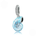 wholesale S925 sterling silver blue conch shell bead bracelet, ocean-style loose beads jewelry-0-5