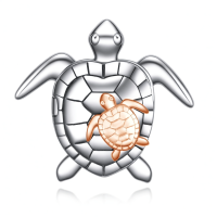 wholesale 925 Sterling Silver Infinity Heart Locket with Sea Turtle and Pet Photo Pendant Necklace- Rhodium And Rose Gold Plated Without Chain