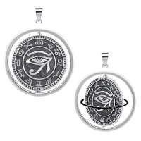 wholesale 925 Sterling Silver Egyptian Eye of Horus Rotatable Pendant Necklaces for Men- oxidized Without Chain