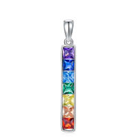 wholesale 925 Sterling Silver Rainbow Gemstone Pendant Necklace- Sliver Plated Without Chain