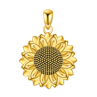 wholesale 925 Sterling Silver Gold Plated Sunflower Pendant Necklace- Gold Plated Without Chain