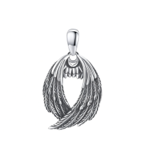 wholesale 925 Sterling Silver Angel Wings Pendant Necklace Gothic  for Women Men- Rhodium Plated Without Chain