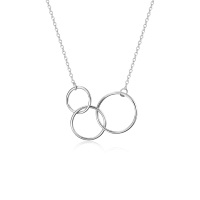 wholesale 925 Sterling Silver Hypoallergenic Infinity Sister Necklace with Heart Pendant - Adjustable Chain, Gift for Sisters-Three Circles