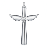 wholesale 925 Sterling Silver Cross Memorial Urn Necklace Wholesale With Wings And Heart Crystals-Angle Cross-Angle Cross Without Chain