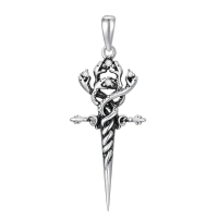 wholesale 925 Sterling Silver Cross Sword Necklace with Moon Phase Snake Celtic Knot Pendant for Women and Men-Style 2 Without Chain