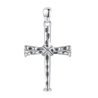 wholesale 925 Sterling Silver &  Mens Baseball Bat Cross Pendant Necklace 24 Chain-Silver Oxide Without Chain
