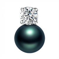 wholesale 925 Sterling Silver Black Pearl Moissanite Necklace for Women-One moissanite Without Chain