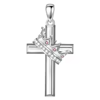 wholesale 925 Sterling Silver Birthstone Crown Cross Pendant Necklace for Women-10-October Without Chain