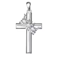 wholesale 925 Sterling Silver Birthstone Crown Cross Pendant Necklace for Women-09-September Without Chain