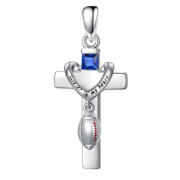 wholesale 925 Sterling Silver Sports Cross Cremation Urn Pendant Necklace  with Funnel Kit - Forever in My Heart (Basketball)-02-Football Urn Necklace Without Chain