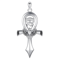 wholesale 925 Sterling Silver Ancient Egypt Eye of Horus Scarab Cross Pendant Necklaces for Women and Men-Ankh Eagle Without Chain
