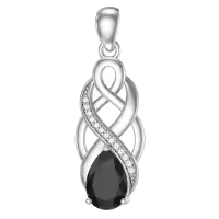 wholesale 925 Sterling Silver Birthstone Celtic Knot Pendant Necklace-Black Without Chain