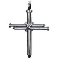 wholesale 925 Sterling Silver Nail Cross Necklace - Mens Religious s-0-1-Black Without Chain