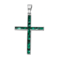 wholesale 925 Sterling Silver Black Stone Cross Pendant Necklace for Women s-Malachite Without Chain