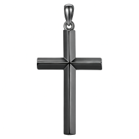 wholesale  Black Plated Mens 3mm Cuban Link Necklace with Cross Pendant (24) -Black Gold Without Chain
