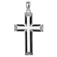 wholesale 925 Sterling Silver Cross Pendant Necklace With Black Inlay-M-Cross Without Chain