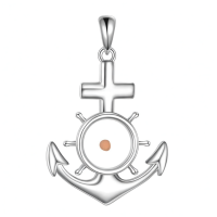 wholesale 925 Sterling Silver Anchor with Cross and Mustard Seed Charm Pendant Necklace - Sailor Faith Jewelry for Women & Men-Anker Necklace Without Chain