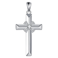 wholesale 925 Sterling Silver Cubic Zirconia Accented Celtic Cross Pendant Necklace for Women Girls Christian  45cm Chain Length-Cross Zircon Without Chain