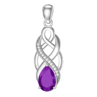 wholesale 925 Sterling Silver Birthstone Celtic Knot Pendant Necklace-Amethyst Purple Without Chain
