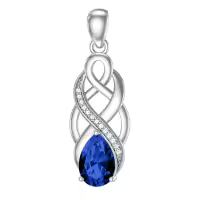 wholesale 925 Sterling Silver Birthstone Celtic Knot Pendant Necklace-Sapphire Blue Without Chain