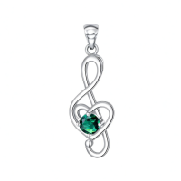 wholesale 925 Sterling Silver 12 Birthstone Music Note Necklace for Women-05-May-Emerald Without Chain