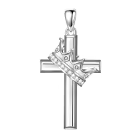 wholesale 925 Sterling Silver Birthstone Crown Cross Pendant Necklace for Women-12-December Without Chain