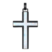 wholesale 925 Sterling Silver Cross Pendant With Opal Inlay And Black Chain-Black Cross Opal Without Chain