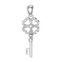 wholesale 925 Sterling Silver Heart Key Pendant Necklace Wholesale With Zircon Accent-Key Without Chain