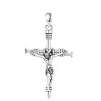 wholesale 925 Sterling Silver Crucifix Cross Pendant Necklace Jesus Christ-D-Crucifix Cross-Nail-D-Crucifix Cross-Nail Without Chain