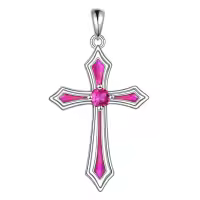 wholesale 925 Sterling Silver 5A CZ Birthstone Necklace for Women Men-G.Dark Red-July-Ruby Without Chain