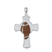 wholesale 925 Sterling Silver Cross Football Design Catholic Saint Medal Pendant Necklace for Protection Gifts for Men & Women-Rugby Cross Without Chain