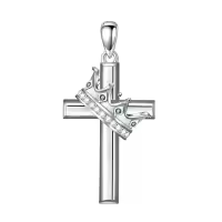 wholesale 925 Sterling Silver Birthstone Crown Cross Pendant Necklace for Women-05-May Without Chain