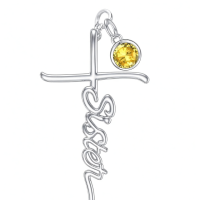 wholesale 925 Sterling Silver Birthstone Cross Sister Initial Pendant Necklace-11-November Without Chain