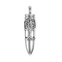wholesale 925 Sterling Silver Tree Of Life Bullet Cremation Urn Necklace Memorial Ashes Pendant-B-Life of Tree Without Chain