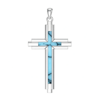 wholesale 925 Sterling Silver Turquoise Inlay  Celtic Crucifix Cross Pendant Necklace for Men & Women-U Turquoise Cross Necklace Without Chain