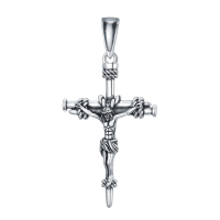 wholesale 925 Sterling Silver &  Celtic Crucifix Nail Fish Hook Cross Pendant Necklace for Men Women-V Crucifix Cross Necklace Without Chain