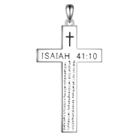 wholesale 925 Sterling Silver Cross Pendant Necklace with Isaiah 41:10 Bible Verse, Hypoallergenic, Gift Box-A-41:10 (Silver) Without Chain
